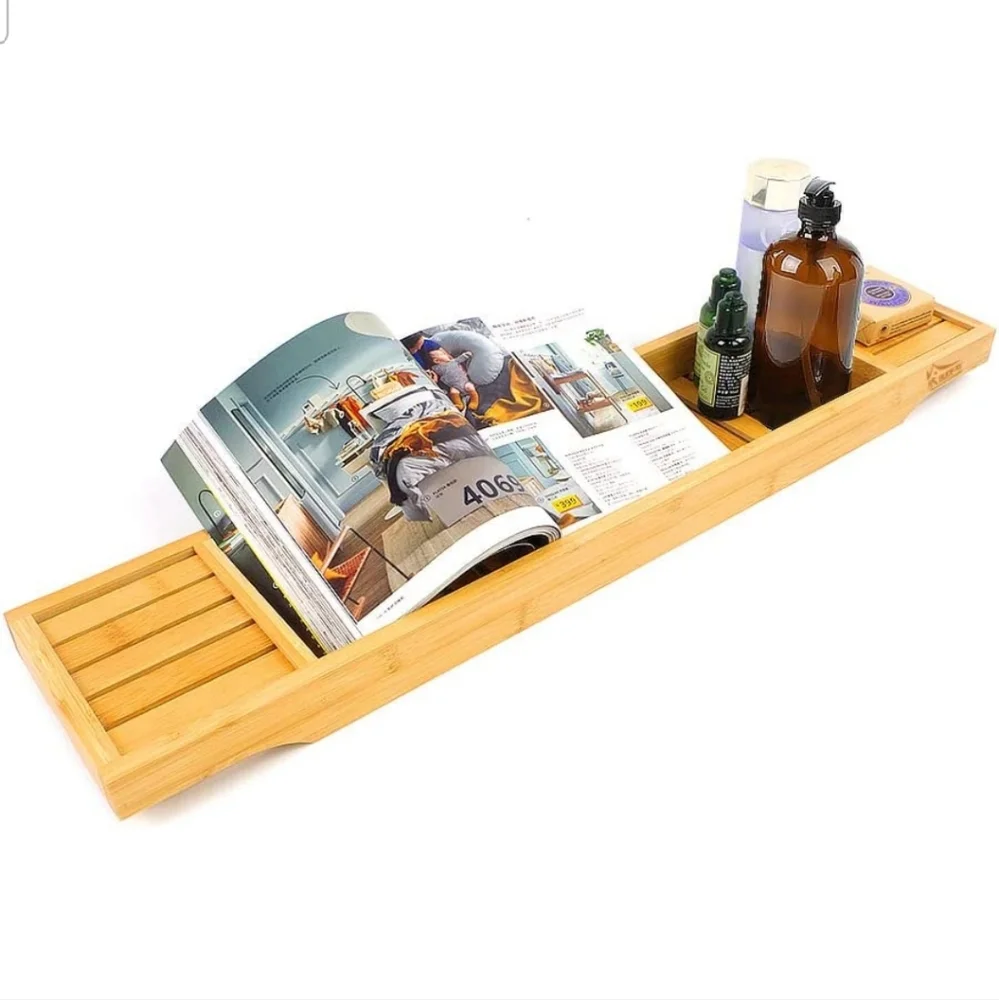 Bamboo Bathtub Organizer Bathroom Caddy